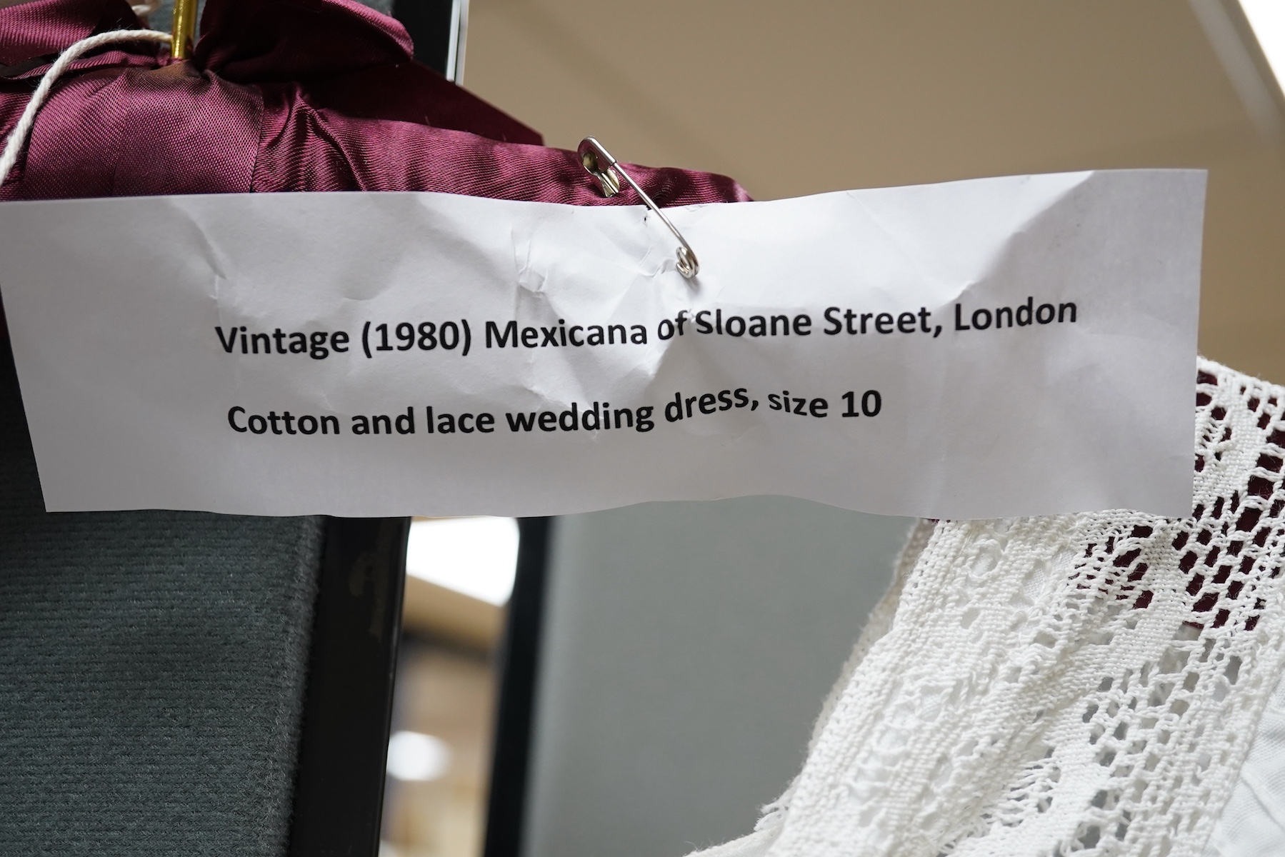 A 1980’s cotton and lace Mexicana of Sloane Street, London, wedding dress size 10